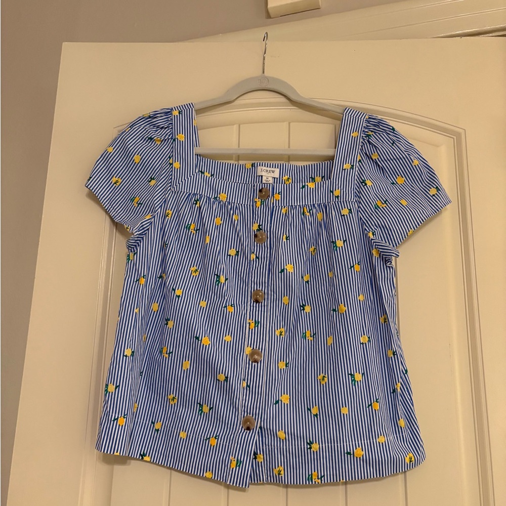 J. Crew Factory Blue Striped Top
